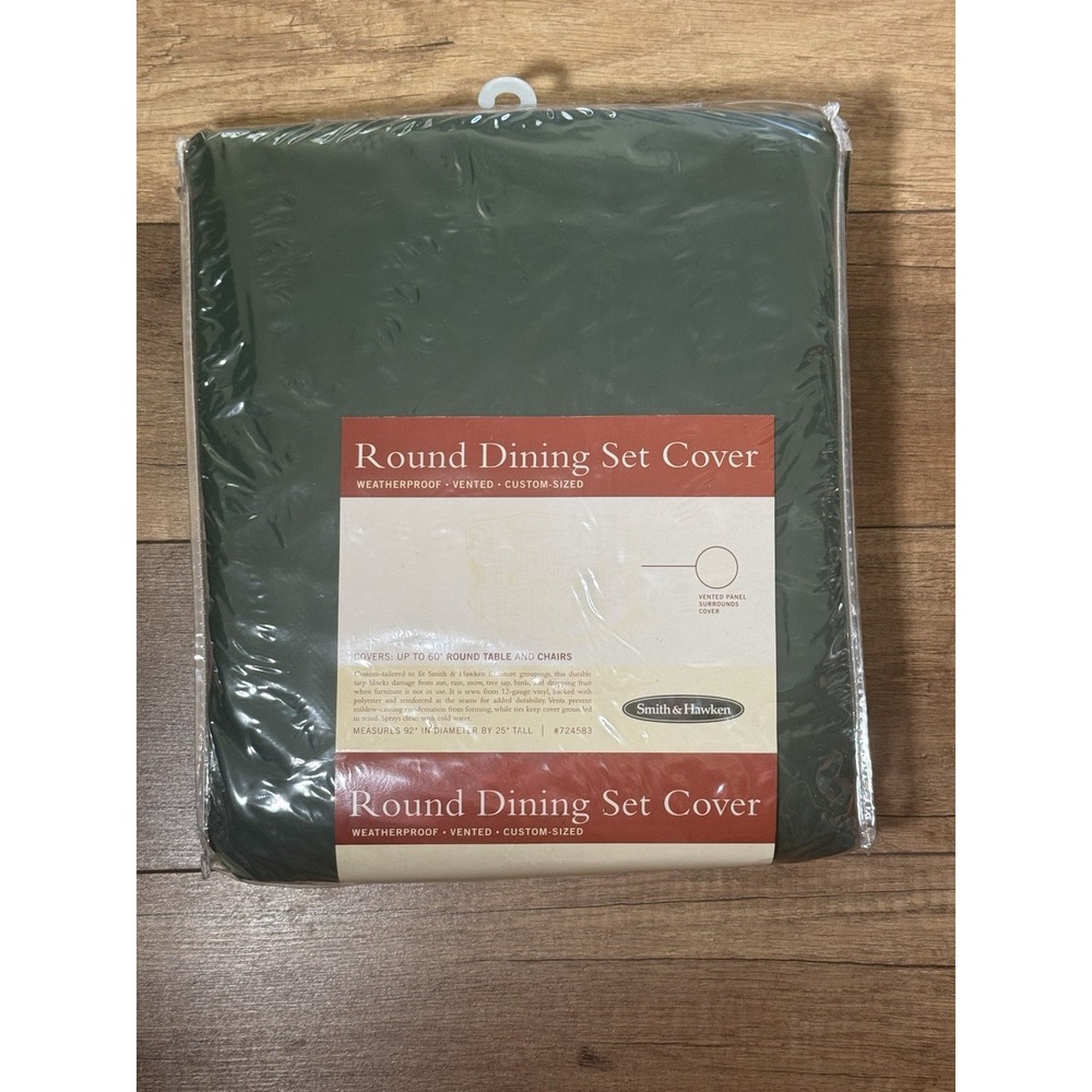 NEW Smith & Hawken Green Round Dining Set Cover 92" x 25" Waterproof Vented